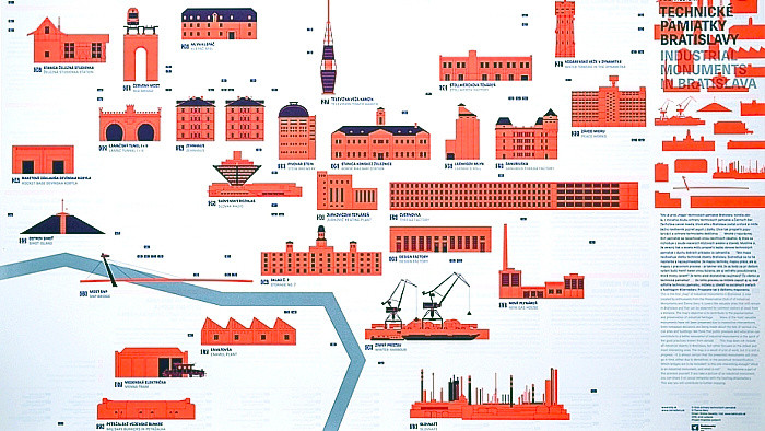 Stadtplan technischer Baudenkmale in Bratislava