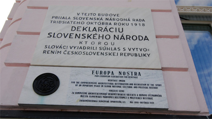 The adoption of the Declaration of the Slovak Nation from 1918 is commemorated as a memorial day