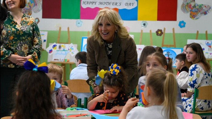 US first lady visiting Košice school