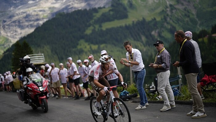 Bob Jungels v stúpaní horskej etapy Tour de France